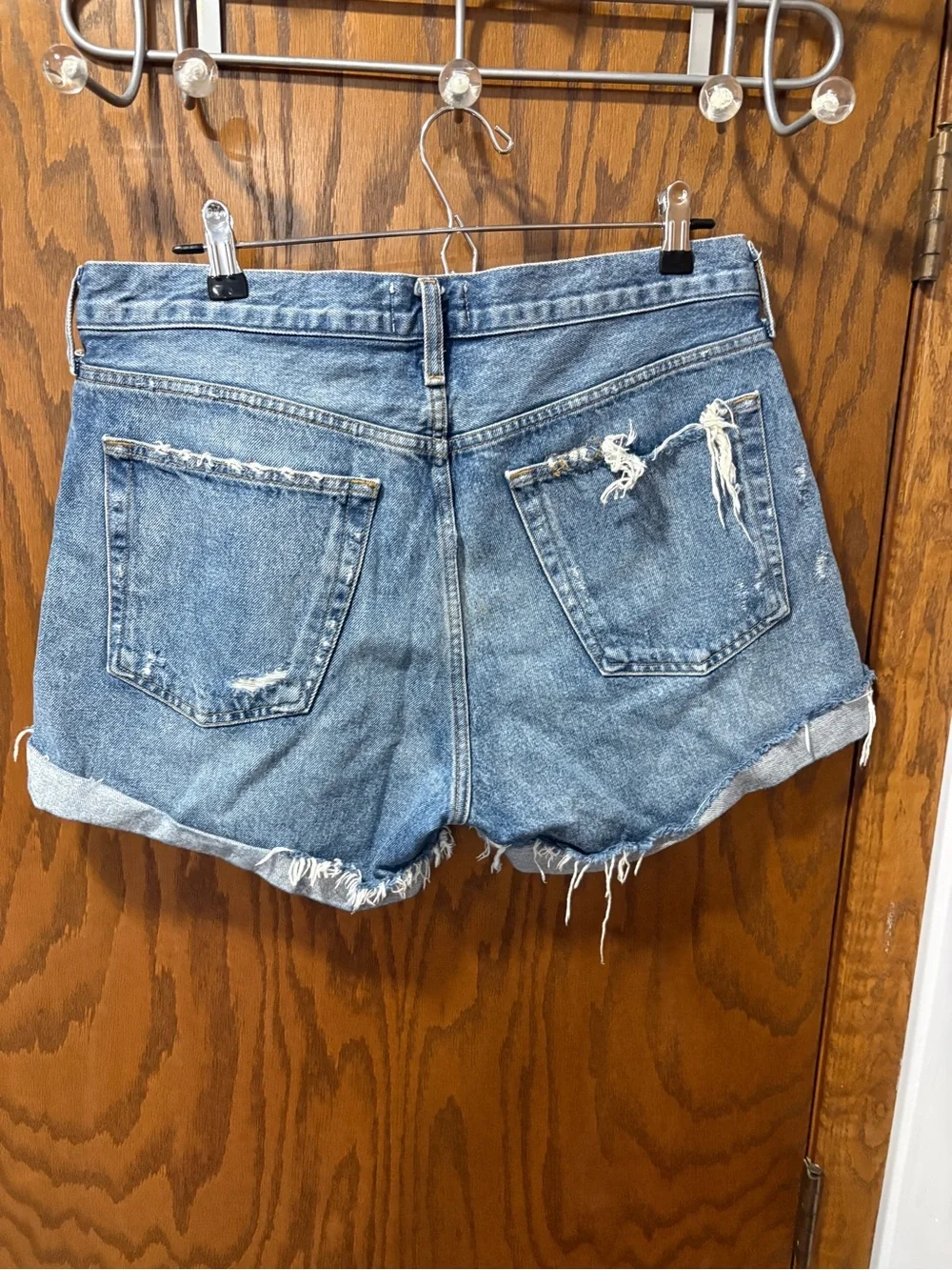 AGOLDE Parker Long Cuff in Heat Wave Fly Front Cotton Mid-Rise Raw Hem 30 Short